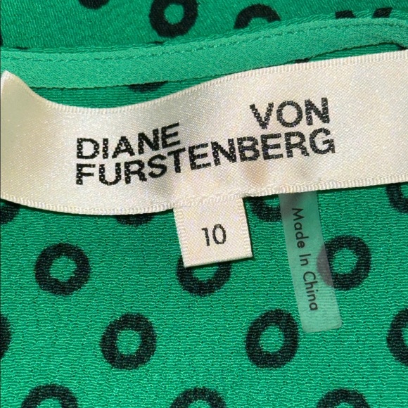Diane Von Furstenberg Kelly Green Polka Dot Midi Dress SZ 10 - Picture 8 of 9
